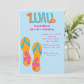 Luau Flip Flop Birthday Uitnodiging (Staand voorkant)