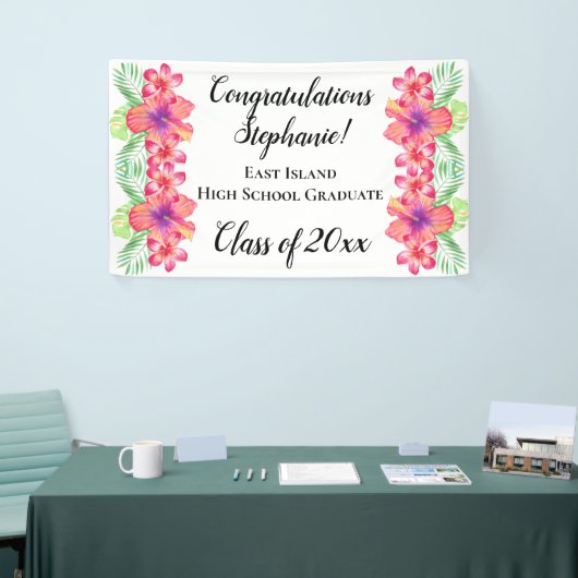 Luau Flowers Gepersonaliseerd Afstuderen Banner Si (Beurs)