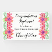 Luau Flowers Gepersonaliseerd Afstuderen Banner Si (Horizontaal)