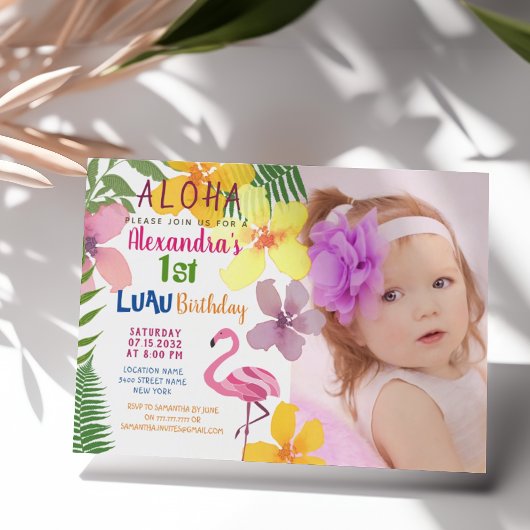 Luau Foto 1e Verjaardag Kaart