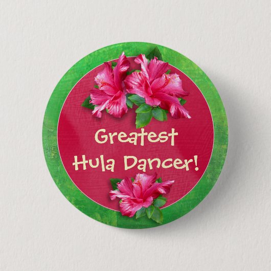 Luau Games Award Buttonnen met roze hibiscus Ronde Button 5,7 Cm (Voorkant)