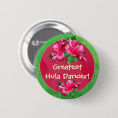 Luau Games Award Buttonnen met roze hibiscus Ronde Button 5,7 Cm (Voorkant /achterkant)