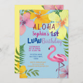 Luau Girl 1st Birthday Uitnodiging (Voorkant / Achterkant)
