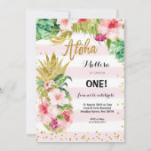 Luau Gold Ananas 5e verjaardag uitnodiging (Voorkant)