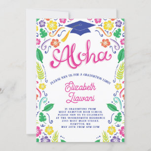 Luau Graduation Party Invitation Hawaiian Tropical Kaart