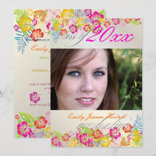 Luau Graduation Party Kaart (Voorkant / Achterkant)