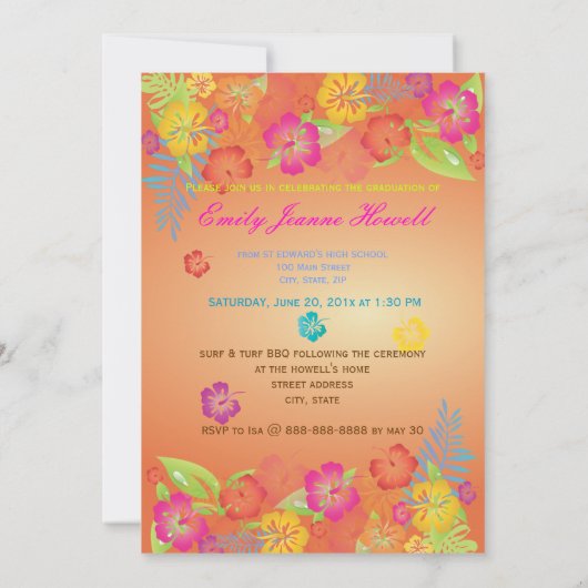 Luau Graduation Party Kaart (Achterkant)