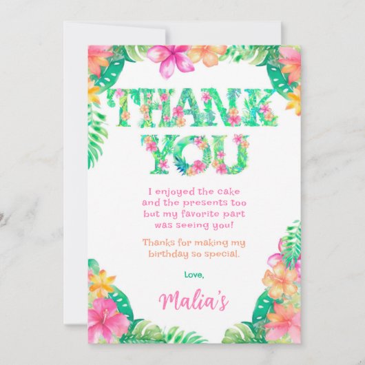 Luau Hartelijk dank Kaart (Voorkant)