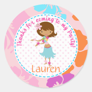 Luau Hawai meisje 2inch rond gepersonaliseerde gun Ronde Sticker