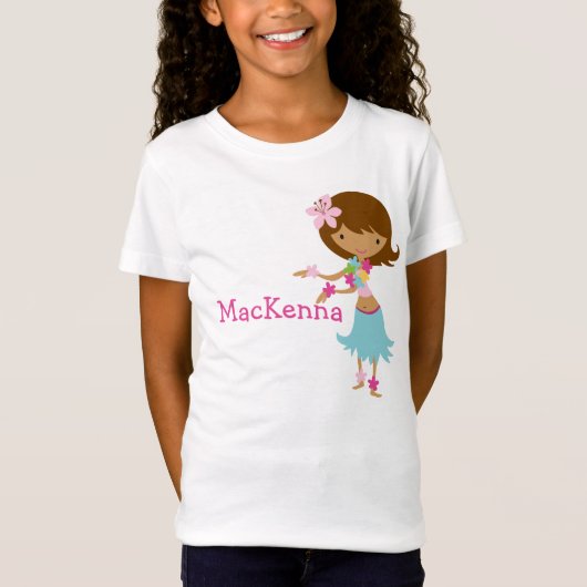 Luau Hawaii Girl gepersonaliseerd t-shirt (Voorkant)