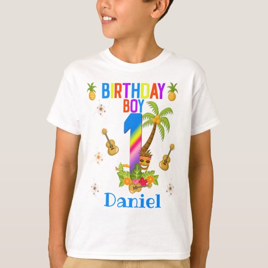 Luau Hawaii Hawaiian Pool Boy Birthday Party T-shirt (Voorkant)
