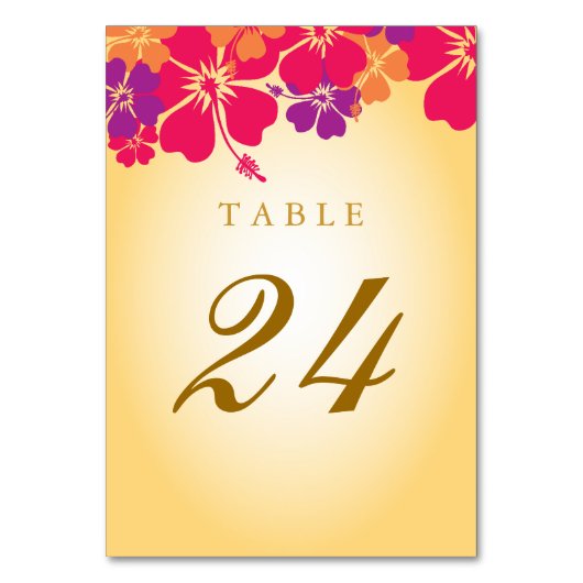 Luau/Hawaii Wedding Table Number Kaart (Voorkant)
