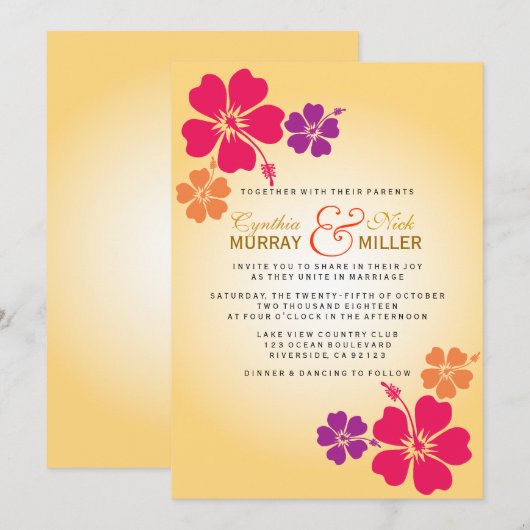 Luau / Hawaiiaanse bruiloft Kaart (Voorkant / Achterkant)