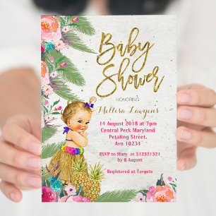 Luau Hawaiian Baby shower Invitation Kaart