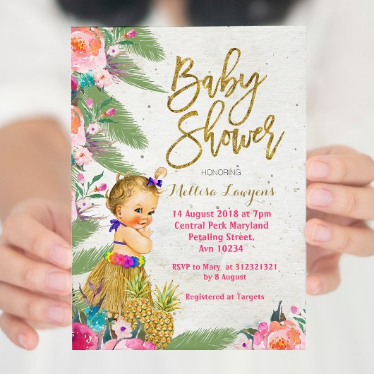 Luau Hawaiian Baby shower Invitation Kaart