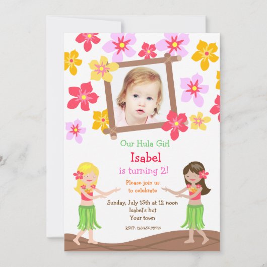Luau Hawaiian Beach foto Birthday Invitations Kaart (Voorkant)