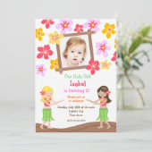 Luau Hawaiian Beach foto Birthday Invitations Kaart (Staand voorkant)