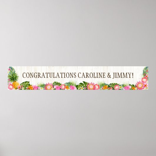 Luau Hawaiian Beach Rustic Wedding Banner Poster (Voorkant)