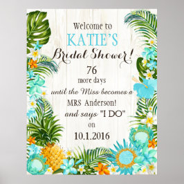 Luau Hawaiian Beach Rustic Wedding Vrijgezellenfee Poster