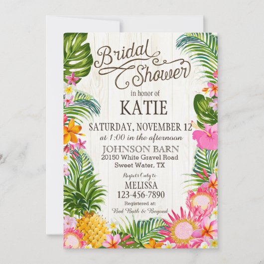 Luau Hawaiian Beach Rustiek Vrijgezellenfeest Kaart (Voorkant)