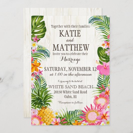 Luau Hawaiian Beach Rustieke bruiloft Kaart (Voorkant / Achterkant)