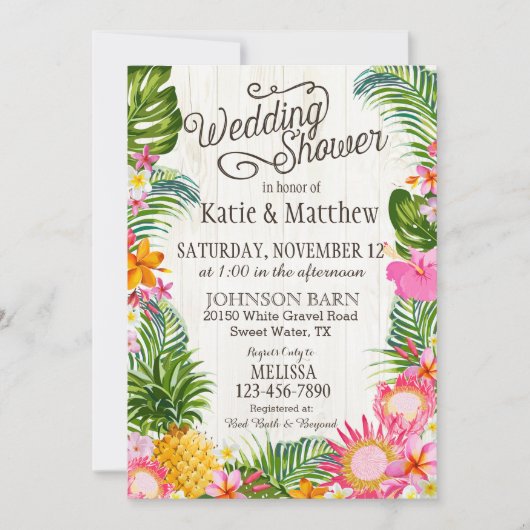 Luau Hawaiian Beach Rustieke Trouwdouche Kaart (Voorkant)