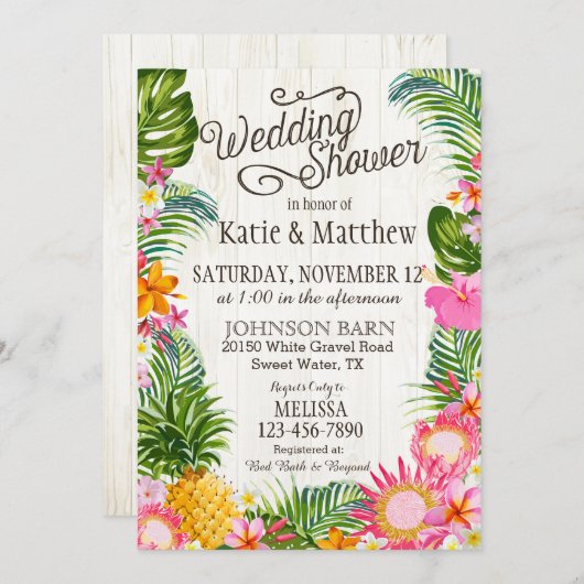 Luau Hawaiian Beach Rustieke Trouwdouche Kaart (Voorkant / Achterkant)