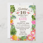 Luau Hawaiian Beach Sweet Sixteen Birthday Kaart (Voorkant)