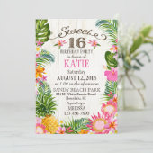 Luau Hawaiian Beach Sweet Sixteen Birthday Kaart (Staand voorkant)