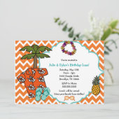 Luau Hawaiian Birthday Party nodigt neutraal gesla Kaart (Staand voorkant)
