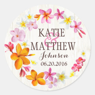 Luau Hawaiian Lei Rustic Beach Bruiloft Label