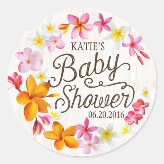 Luau Hawaiian Lei rustiek Baby shower Label (Voorkant)