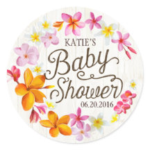 Luau Hawaiian Lei rustiek Baby shower Label