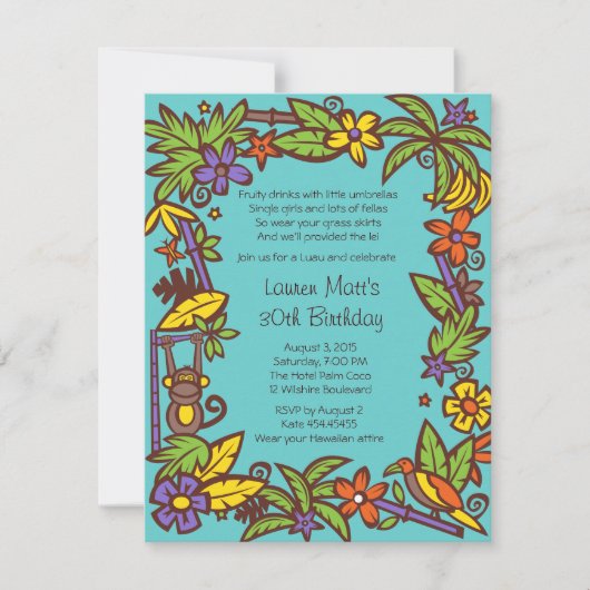 Luau Hawaiian Party Kaart (Voorkant)