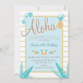 Luau, Hawaiian Pineapple Party Invitations Kaart (Voorkant)