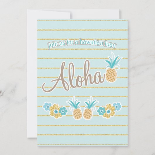 Luau, Hawaiian Pineapple Party Invitations Kaart (Achterkant)