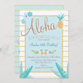 Luau, Hawaiian Pineapple Party Invitations Kaart (Voorkant / Achterkant)