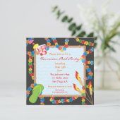 Luau Hawaiian Pool Party Invitation Card Kaart (Staand voorkant)