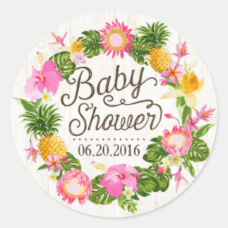 Luau Hawaiian Rustic Beach Baby shower Label