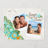 Luau Hawaiian Rustic Beach Save the Date Aankondigingskaart (Voorkant / Achterkant)