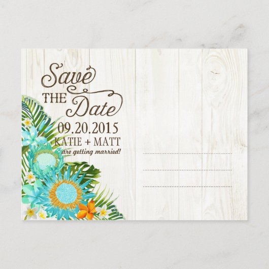 Luau Hawaiian Rustic Beach Save the Date Aankondigingskaart (Achterkant)
