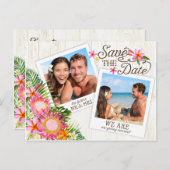 Luau Hawaiian Rustic Beach Save the Date Aankondigingskaart (Voorkant / Achterkant)