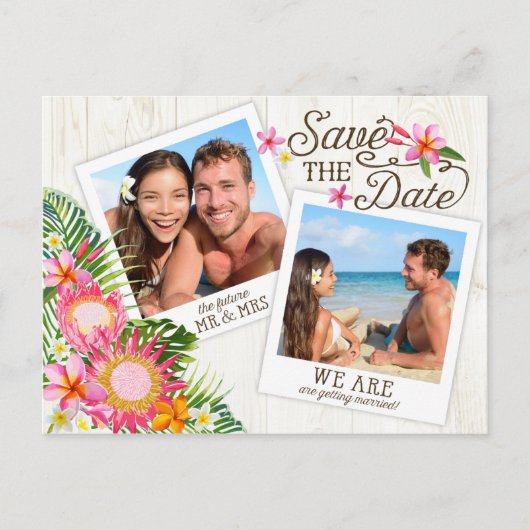Luau Hawaiian Rustic Beach Save the Date Aankondigingskaart (Voorkant)