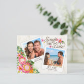 Luau Hawaiian Rustic Beach Save the Date Aankondigingskaart (Staand voorkant)
