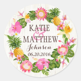 Luau Hawaiian rustieke strand bruiloft label