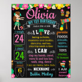 Luau Hawaiian Summer Birthday board Poster (Voorkant)