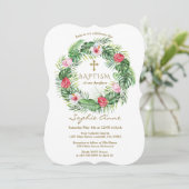 Luau Hawaiian Tropical Flowers Wreatbaptisme Kaart (Staand voorkant)