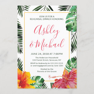 Luau Hawaiian Tropical Rehearsal Dinner Invitation Kaart
