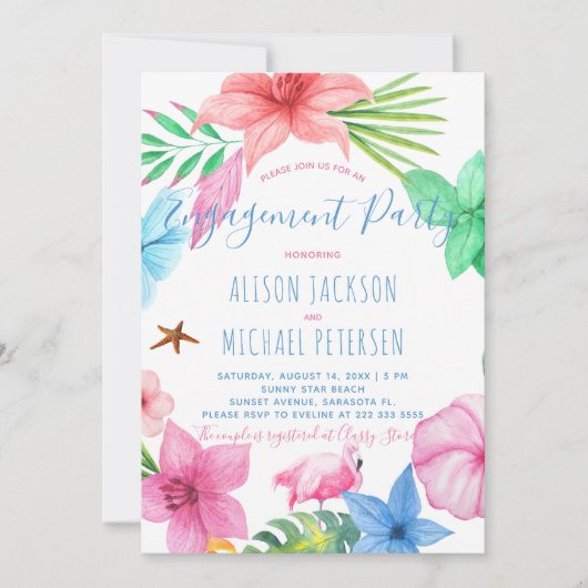 Luau Hawaiian Tropical verlovingsfeest Kaart (Voorkant)