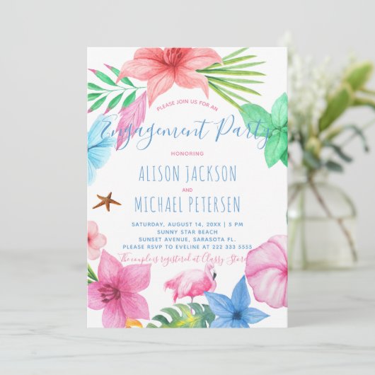 Luau Hawaiian Tropical verlovingsfeest Kaart (Staand voorkant)